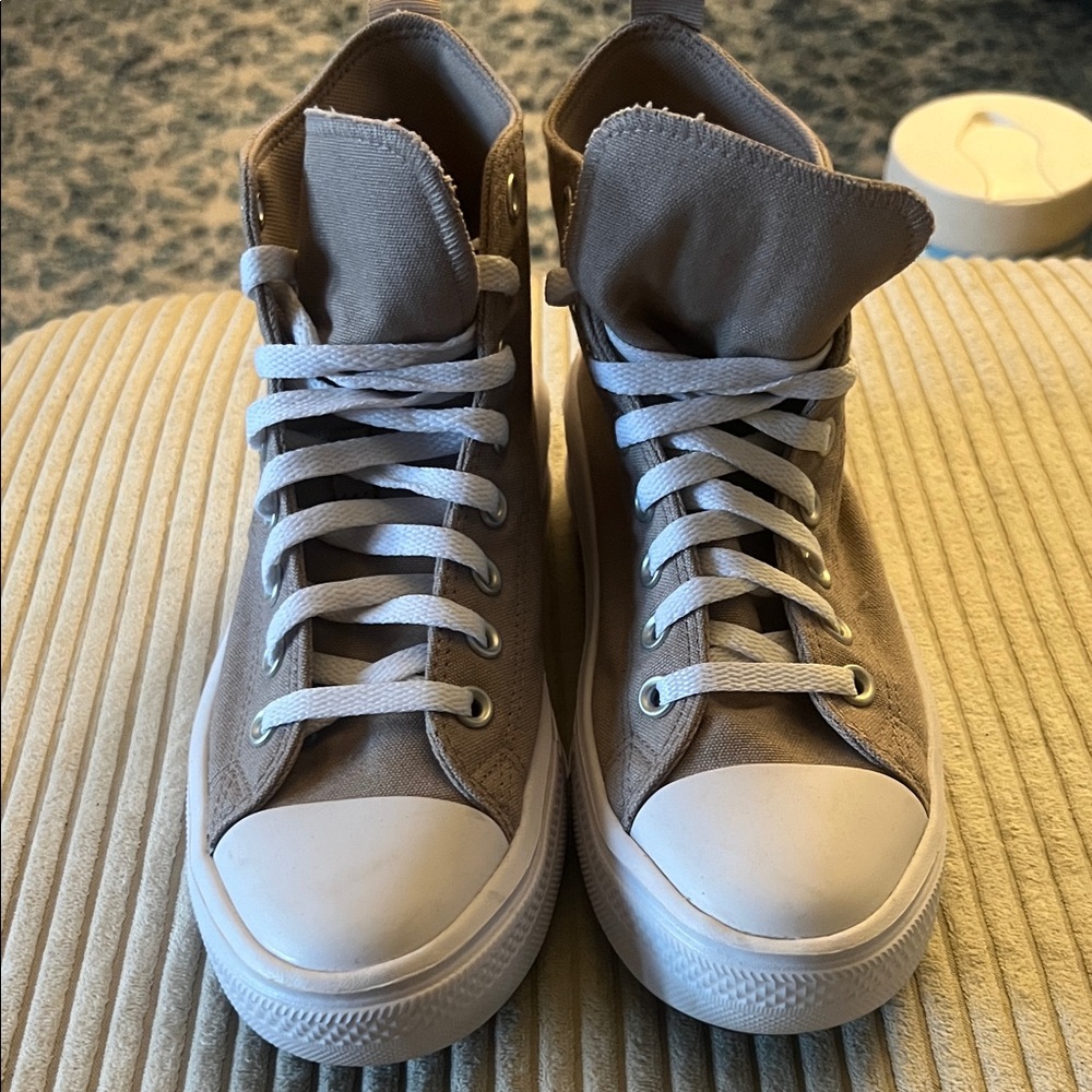 Converse Beige High-Top Platform Sneakers